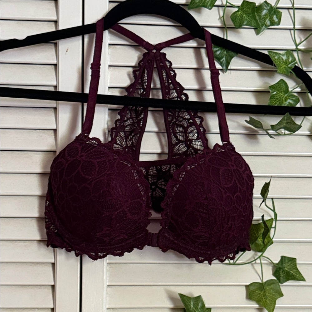 PINK Lacey Burgundy Bra